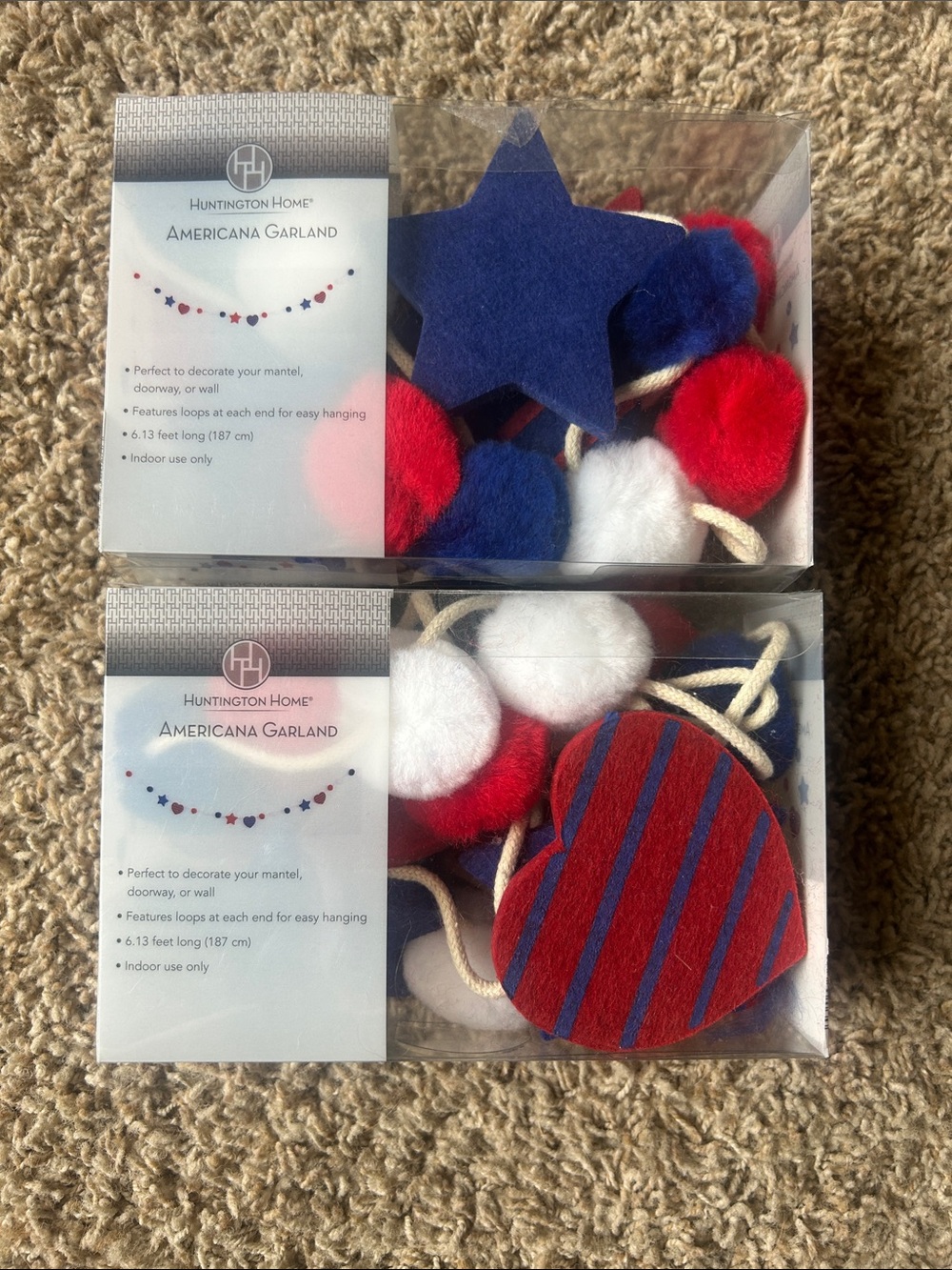 Huntington Home Patriotic Felt Garland - Blue, Red & White